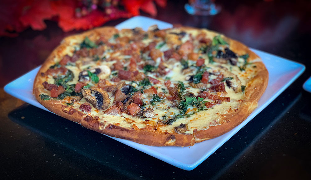 ROASTED RED PEPPER & PORK BELLY PIZZA