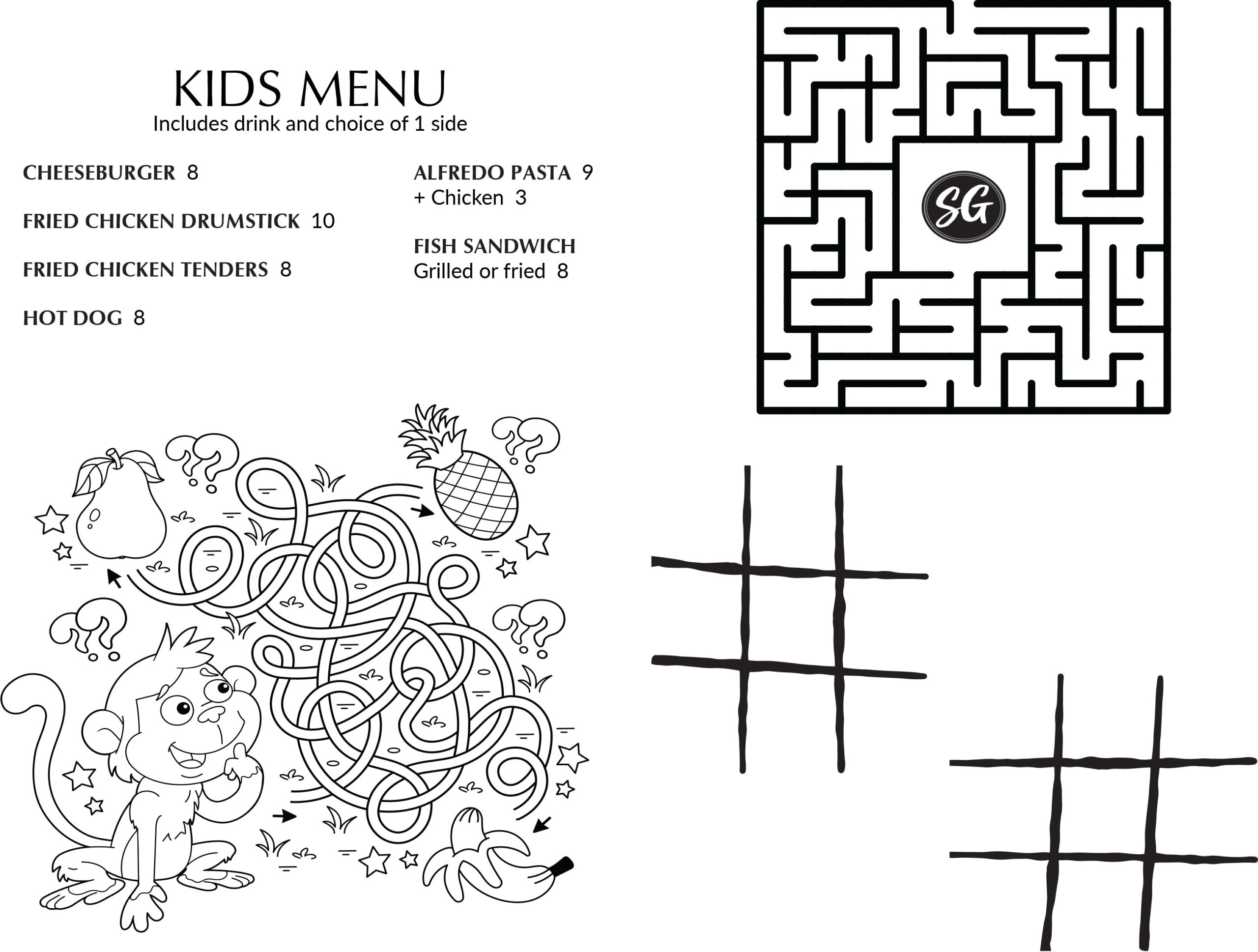 Summit Grill Kids Menu 2024