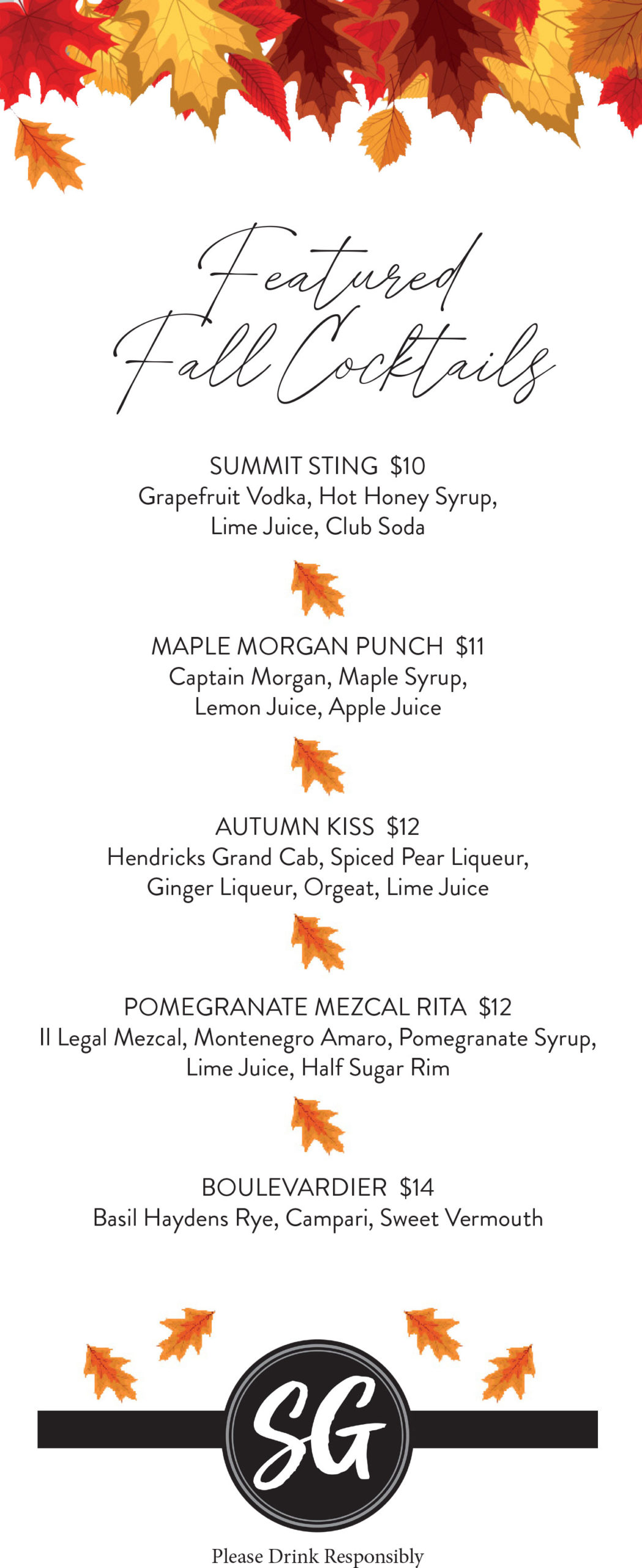 Summit Grill Fall LTO Cocktail Menu