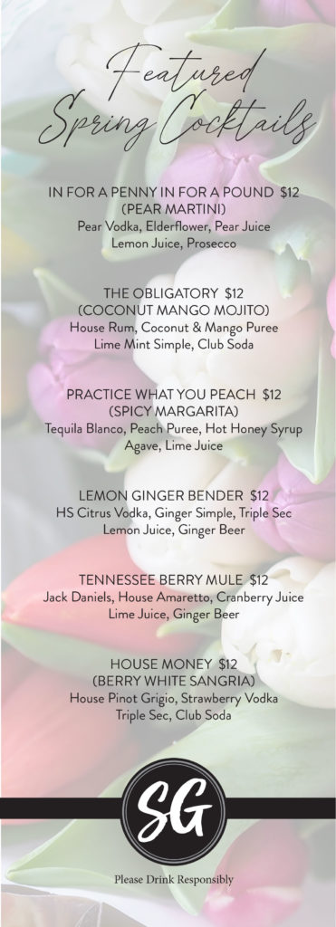 Spring Cocktail Menu