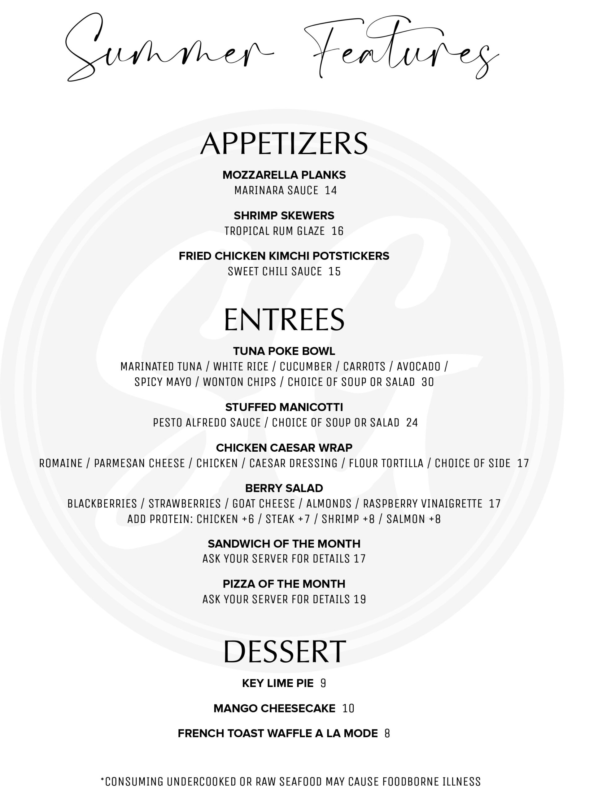 Summit Grill Summer Menu Limited Time Offerings 2026